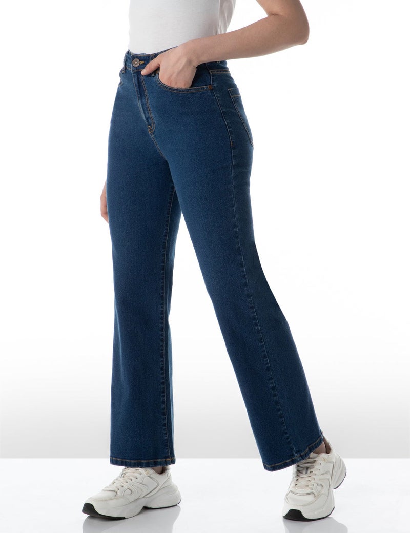 inkd Women's  Flared Bootcut Pullon Jeans - Mid-Rise| Enzyme Wash | Classic 5 Pocket Styling - Image 4